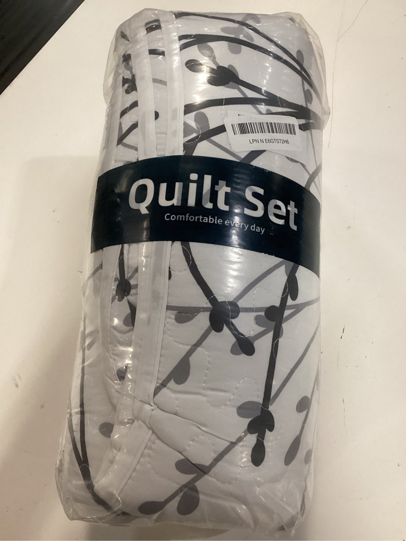 Condition photo showing New/Like New for djy white quilt set queen size - 3 pieces botanical pattern bedspread coverlet set, cream white floral quilt bedding set soft lightweight microfiber bed cover for all season queen white