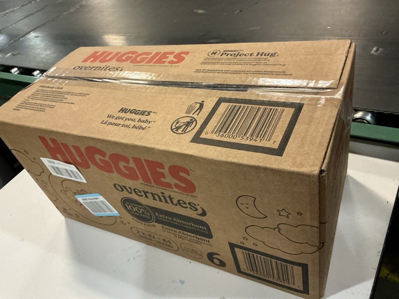 Condition photo showing New/Like New for Huggies Size 6 Overnites Baby Diapers: Overnight Diapers, Size 6 (35+ lbs), 84 Ct (2 Packs of 42), Packaging May Vary Size 6 84