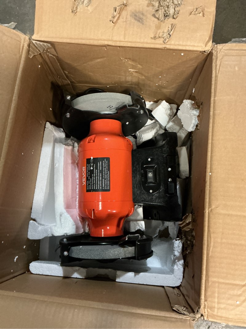 Condition photo showing As Is for VEVOR Bench Grinder, 8-inch Single Speed, 3450RPM High-Speed Table Grinders with 750W 6.2A 1.0Hp Induction Motor, 36/60-Grit Grinding Wheel & Adjustable Eye Shield for Fast Sharpening Grinding 8 inch-750W