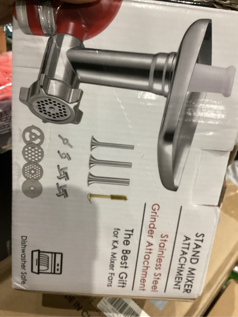 Condition photo showing As Is for Stainless Steel Meat Grinder Attachments for KitchenAid, Sausage Stuffer, Compatible with KitchenAid Stand Mixer of All Models, Dishwasher Safe