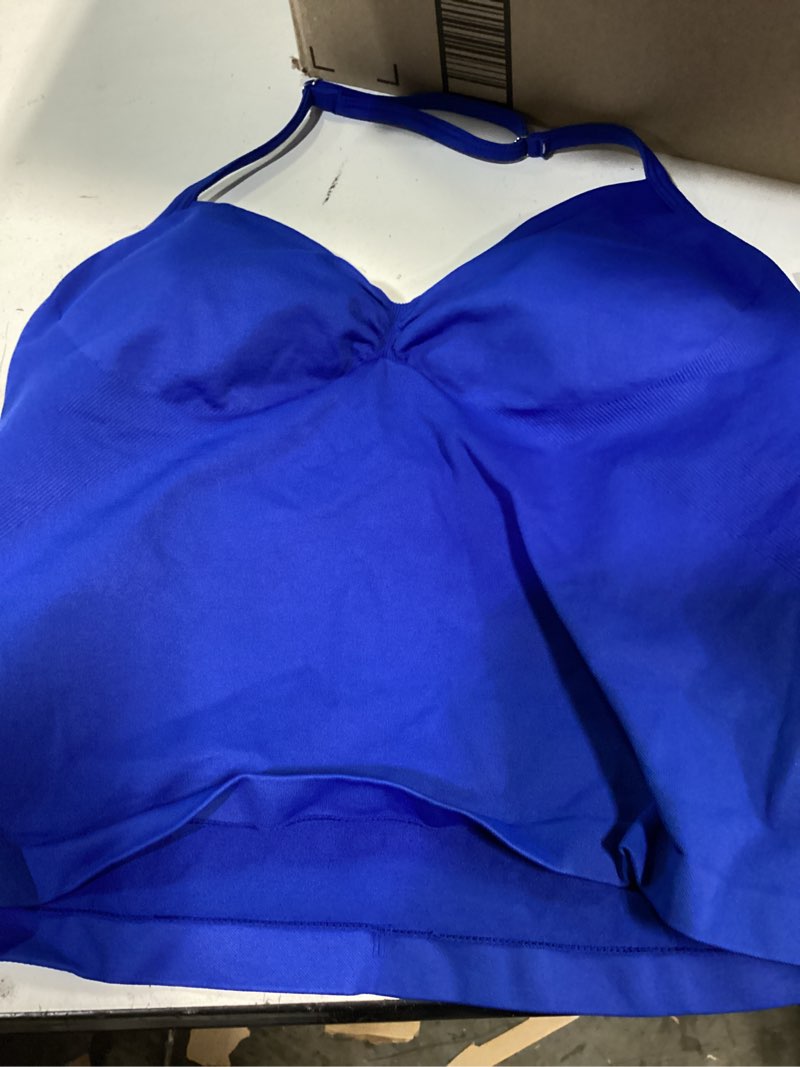 Condition photo showing Good Condition for zise s suuksess impact longline strappy top halter workout top for women padded backless sport gym tank with adjustable strap medium cobalt blue