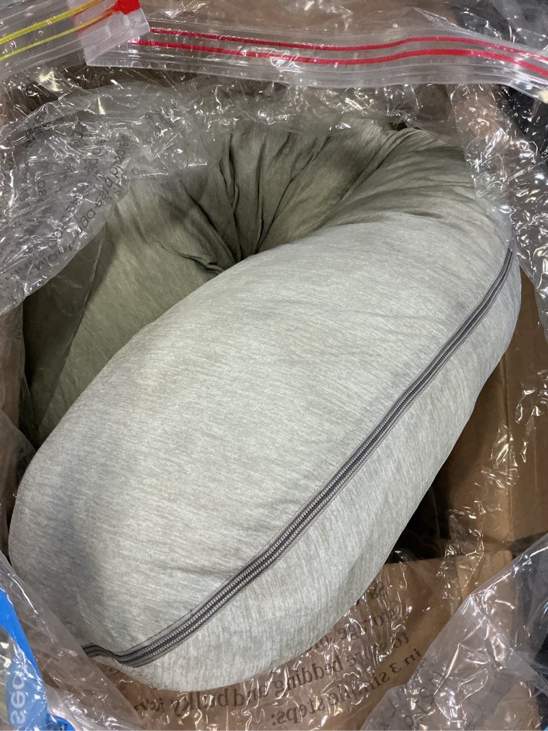 Condition photo showing Good Condition for momcozy u shaped pregnancy pillows with cotton removable cover, 57 inch full body pillow maternity support, must have for pregnant women, hatha grey