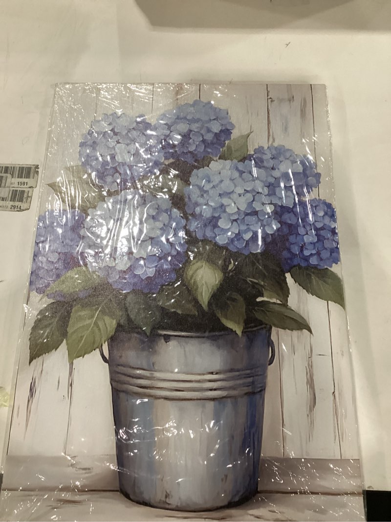 Condition photo showing New/Like New for BJYCHG Blue Hydrangea Picture Wall Art Bathroom Decor Hydrangea Canvas Rustic Floral Poster Prints Flowers in Vase Painting Farmhouse Decor Framed (Teal, 24L x 16W) Teal 24L" x 16W"