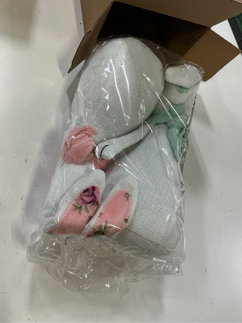 Condition photo showing New/Like New for easter bunny gnome decorations with big ears - adorable festive spring rabbit tiered tray and home decor, easter table centerpiece for home, valentine's day gift for kids, adults, set of 2