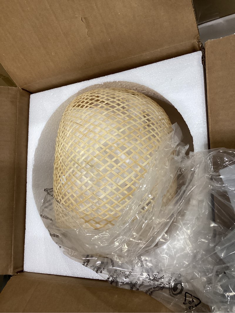 Condition photo showing New/Like New for Natural countryside style pendant light, bamboo woven single light, wooden style ceiling hanging light, wabi sabi style bamboo light Fixture with Adjustable Cord for Dining Room, tea rooms