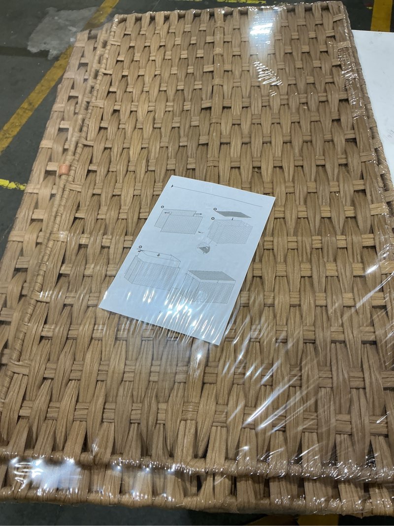 Condition photo showing Good Condition for wicker storage basket with lid, 180l (47.6 gallon) handwoven rattan large shelf basket with removable liner, wicker basket for blanket, storage trunk with handle for closet, livingroom, natural