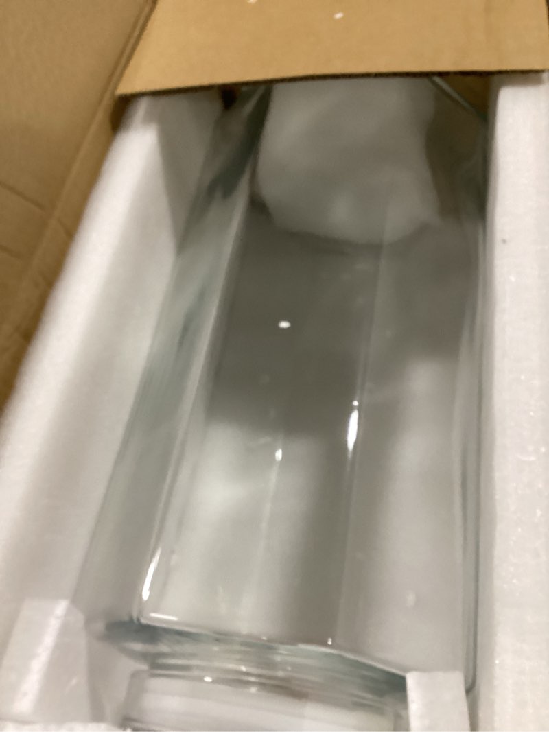 Condition photo showing As Is for 4 Gallon Large Drink Beverage Dispenser with Stand and Stainless Spigot Leakproof Glass Water Dispenser for Wedding Party Bars Restaurants 1 4 Gallon