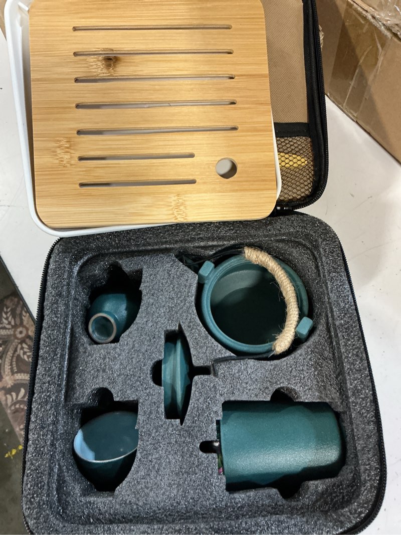 Condition photo showing New/Like New for fanquare japanese green kungfu tea set, chinese portable tea set with tray, porcelain gift tea set for adults, travel tea set