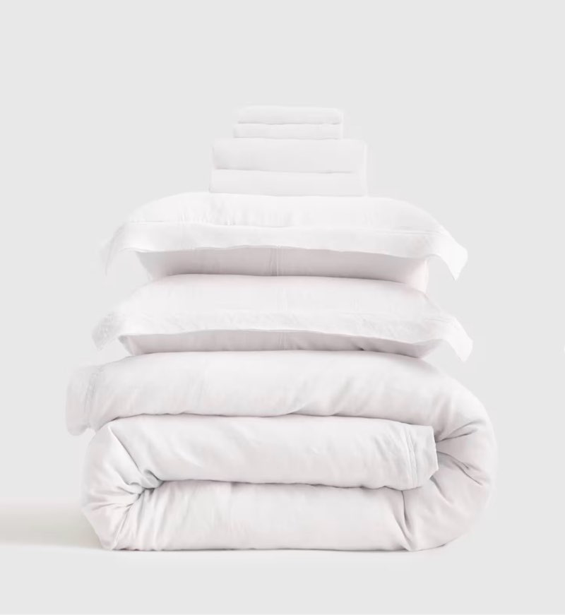european linen deluxe bedding bundle, king, white