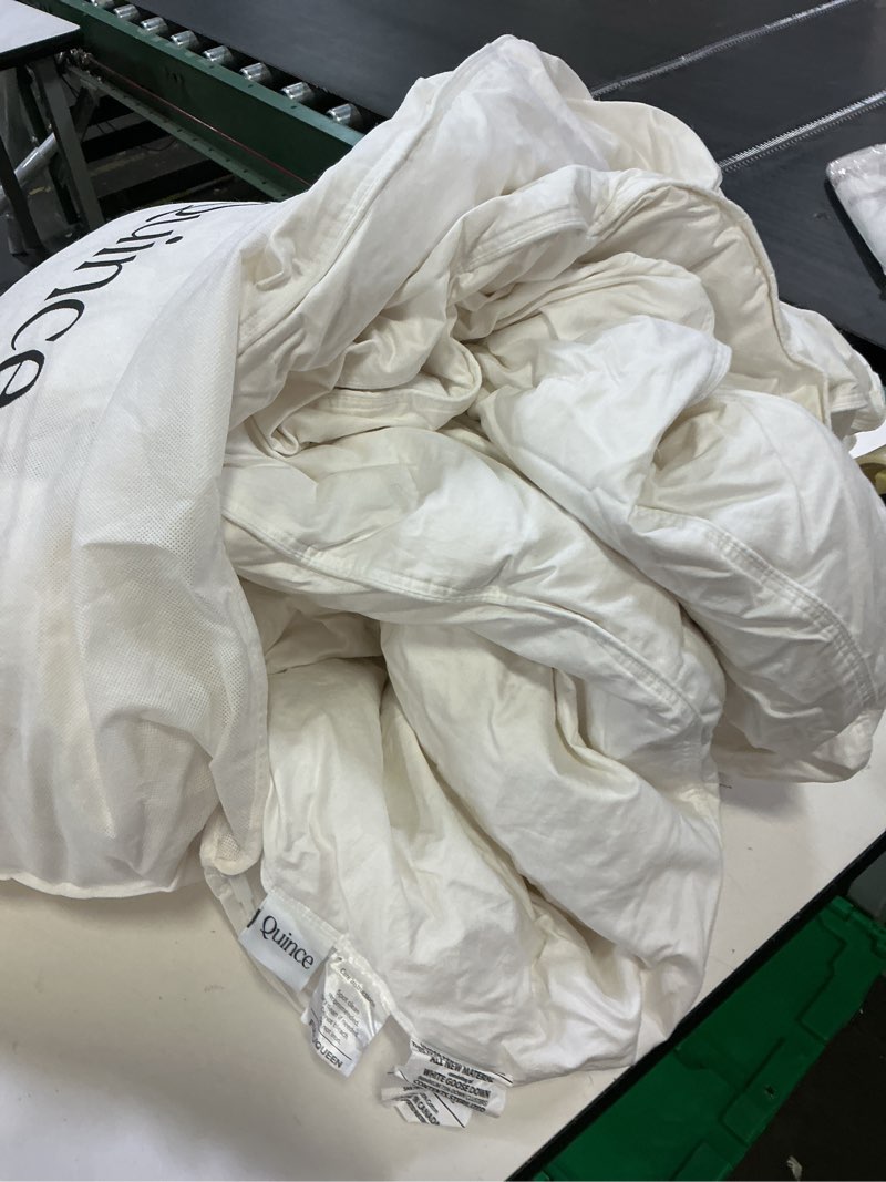 Condition photo showing As Is for premium down comforter size full/queen white