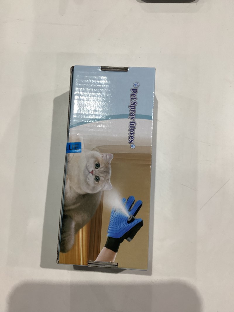 Condition photo showing New/Like New for Pet Hair Remover Glove - Cat?Dog Brush,Gentle Deshedding Efficient - Perfect for Dogs, Cats, Rabbits & Horses with Long/Short/Curly Hair,Includes Sprayer?Waterless Shampoo (Right Hand, 1 Piece, Blue)