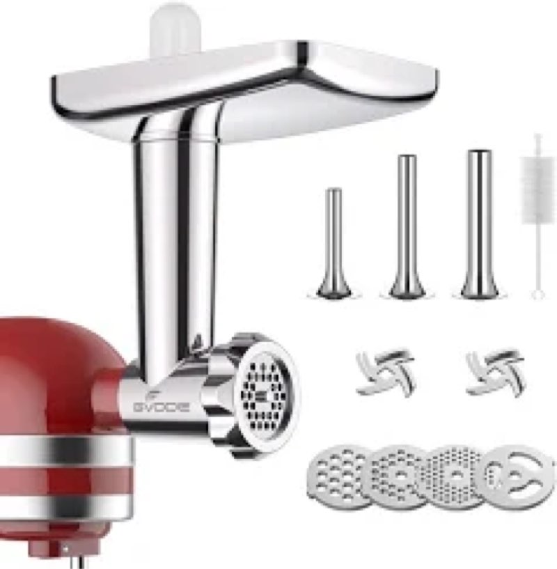 Stainless Steel Meat Grinder Attachments for KitchenAid, Sausage Stuffer, Compatible with KitchenAid