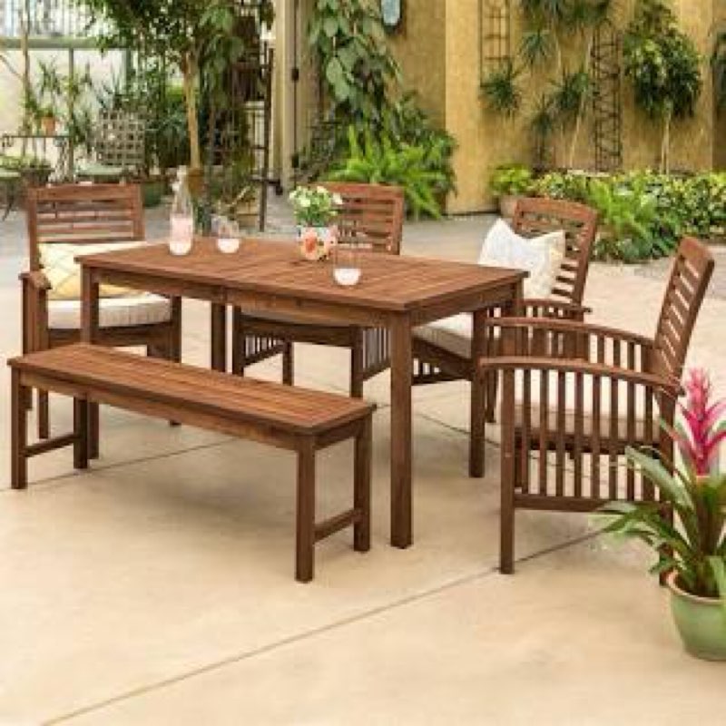 Incomplete box 1 only) Brown 6 - Person Outdoor Dining Set With Cushions-Three Chair
