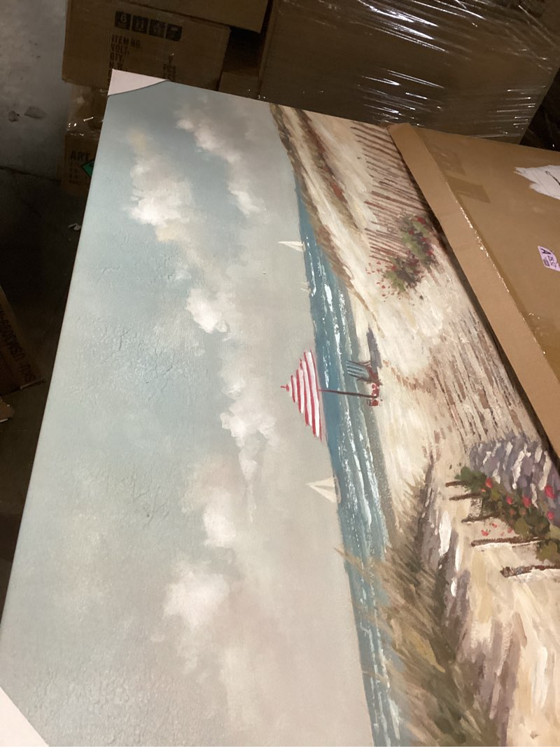 Condition photo showing Good Condition for ArtSquare Bathroom Beach Canvas Wall Art: Coastal Bath Pictures Ocean View Seascape Artwork for Bedroom Living Room 36 x 24 inches 36"L x 24"W Beach Path