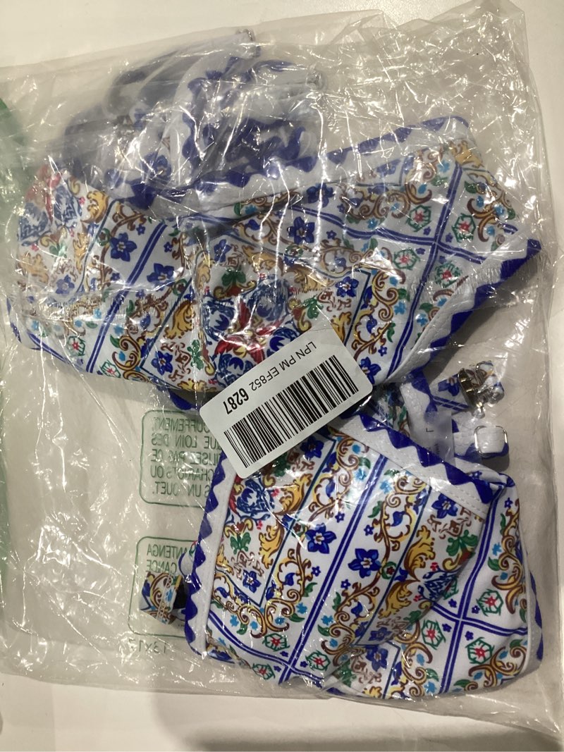 Condition photo showing Good Condition for BIKINX Womens Swimsuits Sexy Thong Micro Bikini Ditsy Floral Two Piece Sets Bathing Suit Color Block Bandeau Swim Top 2pcs Triangle Blue 8-10