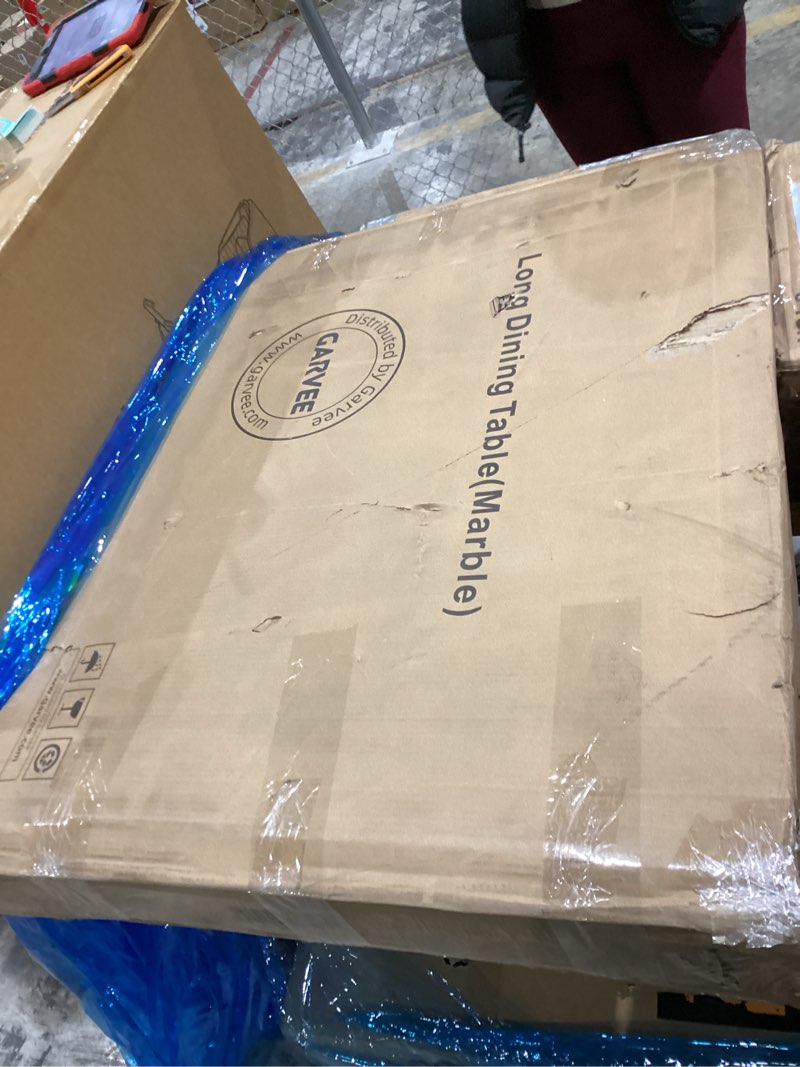 Condition photo showing Good Condition for Garvee 70.9 in Dining Table for 6, Farmhouse Wooden Kitchen Tables for Family, Rectangular Industria