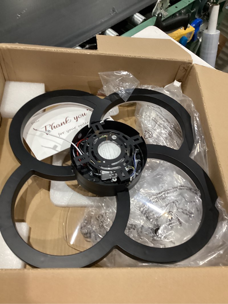 Condition photo showing As Is for ceiling fans with lights and remote, flush mount ceiling fan with light, 3000-6500k dimmable modern led ceiling fans, 6 wind speeds, low profile small ceiling fan for bedroom, kitchen, office matte black 18 inch