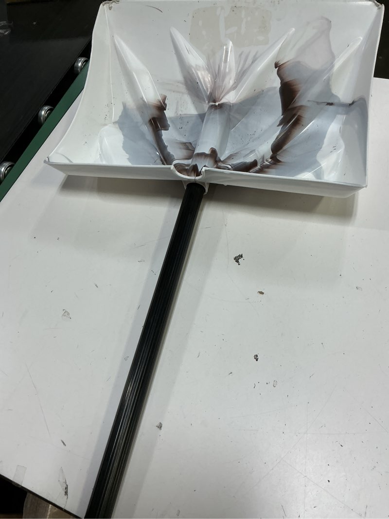 Condition photo showing As Is for bigfoot series 18 in. poly combination snow shovel in arctic camouflage with steel core handle