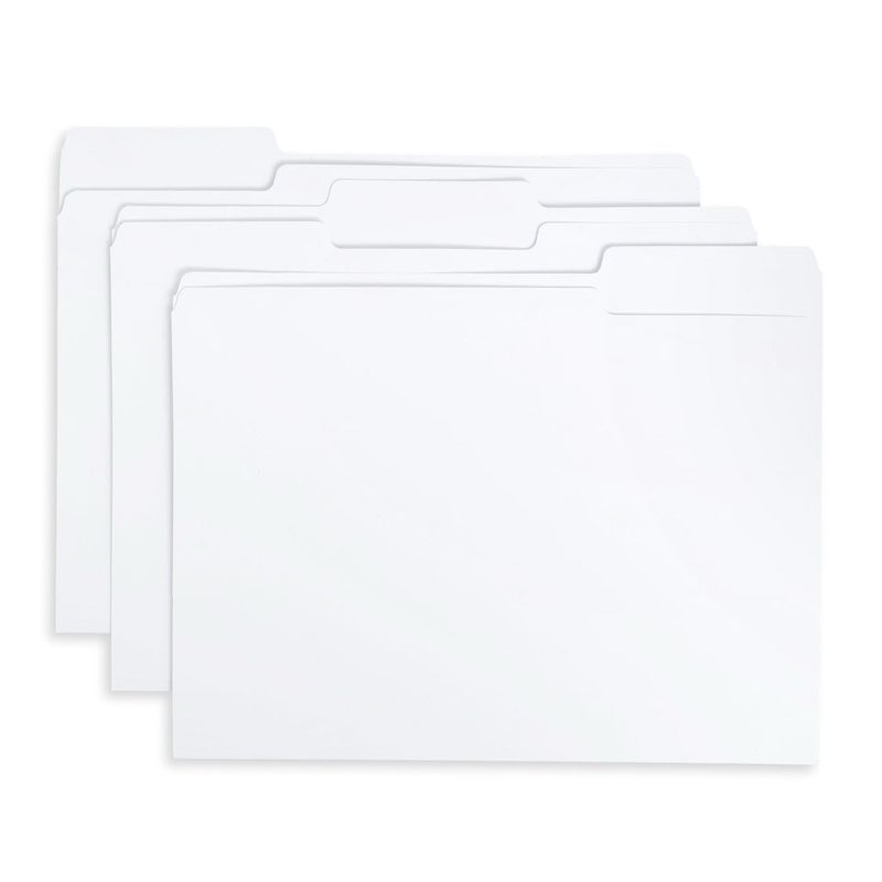 Blue Summit Supplies File Folders, Letter, 1/3 Tab, White, 100 Pack