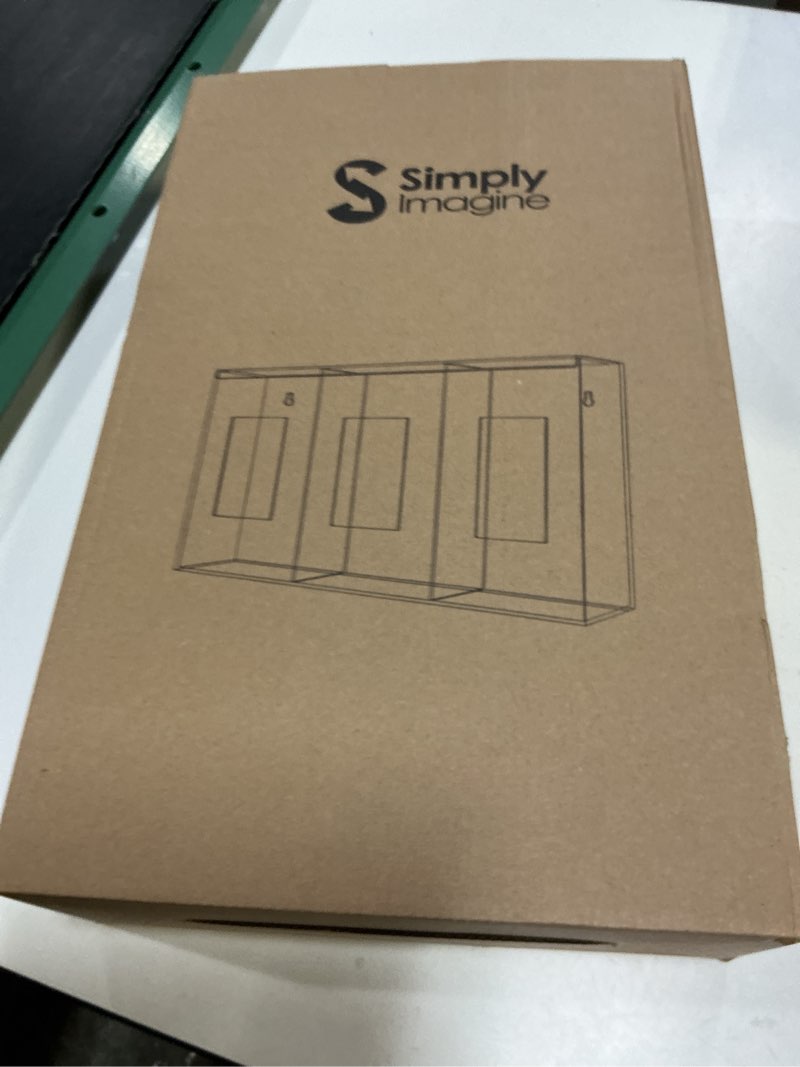 Condition photo showing New/Like New for simplyimagine triple clear acrylic glove box holder & hygiene dispenser station with dust lid - tabletop or wall mount organizer for face masks, wipes, and tissues - storage for office salon & garage