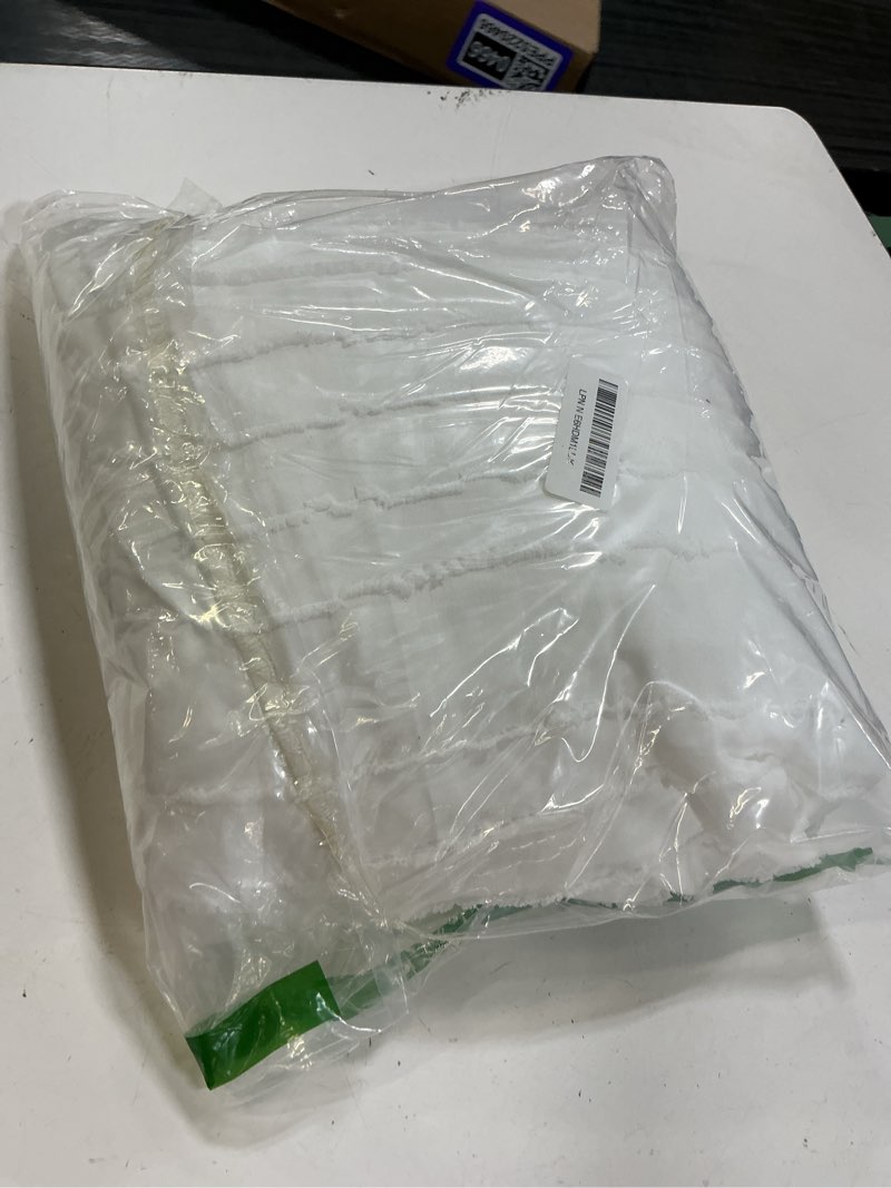Condition photo showing Good Condition for warmdern white boho duvet cover set queen size, striped textured tufted bedding set, 3 pcs ultra soft washed microfiber with zipper closure (queen, white) white queen