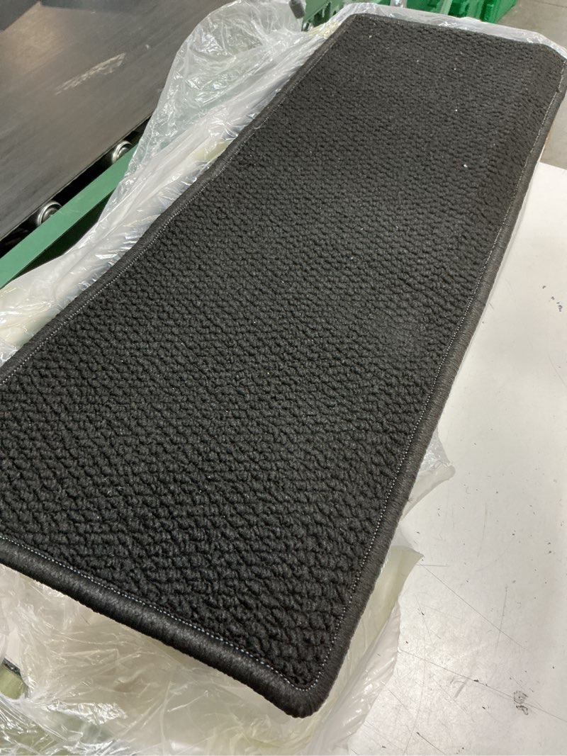 Condition photo showing As Is for muddy mat® pack of 12 - soft chenille stair treads non-slip reusable, super absorbent stair treads for wooden steps, tile & marble floor, easy to install & machine washable - black 30'' x 7'' 30" x 7" - 12 pack black 12