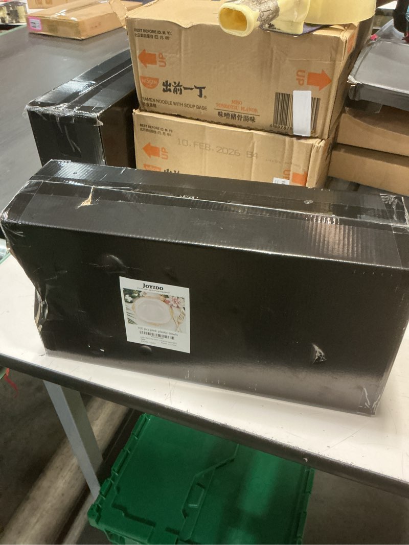 Condition photo showing New/Like New for 100PCS Pink Plastic Bowls - 12 oz Pink Gold Disposable Salad Bowls - Heavy Duty Disposable Soup Bowl - Fancy Plastic Ice Cream Bowl for Weddings Valentine's Day Parties Dinners Picnics