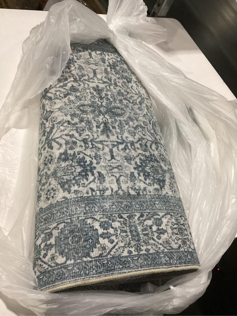 Condition photo showing Good Condition for Runner Rug 2x6 Gray Hallway Washable Kitchen Vintage Carpet Non Slip Long Indoor Bedroom Retro Traditional Grey Accent Throw Rug for Bathroom Office Entryway Laundry Dining