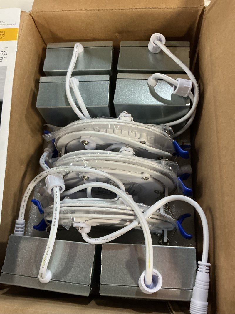 Condition photo showing Good Condition for ensenior 6 pack 4 inch led recessed light, dimmable, 5000k daylight, 750lm high brightness, 9w 120v, damp rated, ultra-thin canless wafer ceiling light - etl & fcc & ic 4 inch 5000k - daylight
