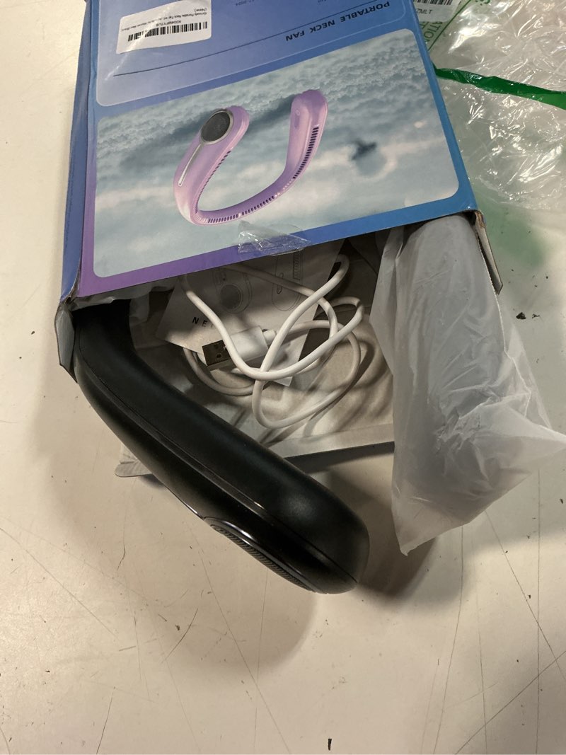Condition photo showing Good Condition for portable neck fan, personal wearable bladeless fan, 6000mah usb rechargeable, 360° cooling, led display, 4-speeds, hands free fan for outdoor indoor, birthday gifts for men women dad mom (black)