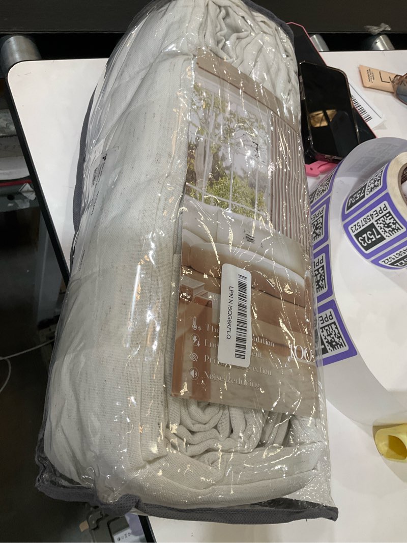 Condition photo showing Good Condition for Natural Linen Pinch Pleated Blackout Curtains 108 Inches Long Extra Wide 60 Inch Width for Sliding Glass Doors Modern Pleated Linen Blend Heavy Floor to Ceiling Large Window Drapes 60x108 1 Panel Natural Linen 60"W x 108"L (Pack of 1)