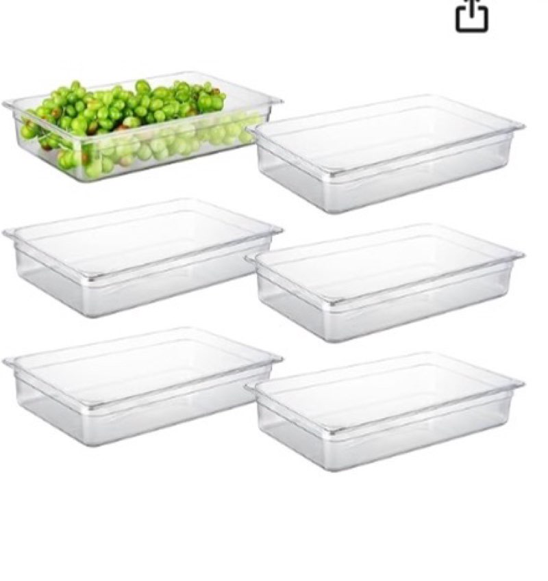  CURTA 6-Pack Full Size 4" Deep NSF Polycarbonate Food Pans | Dishwasher & Freezer Safe Clear Container for Prep Tables, Buffet, Salad Bar, Commercial & Home Kitchen
