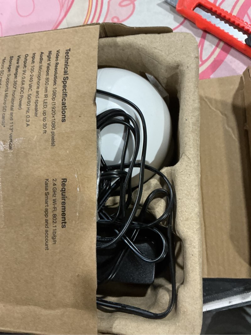 Condition photo showing As Is for Kasa 1080p Indoor Pan/Tilt Wired Security Camera - Works as a Baby & Pet Monitor, Motion Detection & Tracking, 2-Way Audio, Night Vision, Subscription-Free Local Storage or Optional Cloud, EC70 White New 1080P