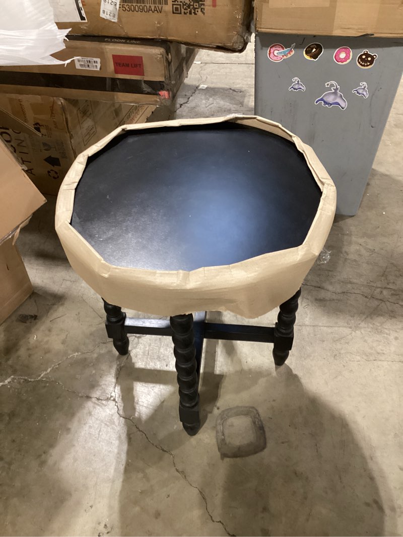 baen round solid wood end table