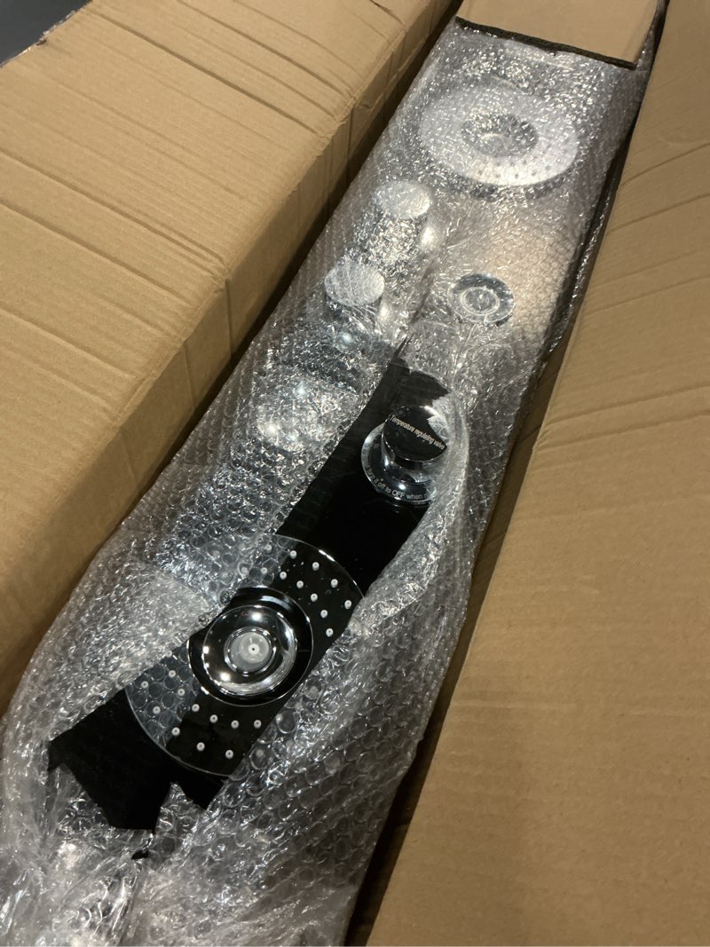 Condition photo showing Good Condition for fuz shower panel tower system, stainless steel 6 functions shower panel system with led fancy rain shower head and handheld, adujstable rain massage body jets and tub spout, matte black shower tower black 8039-b