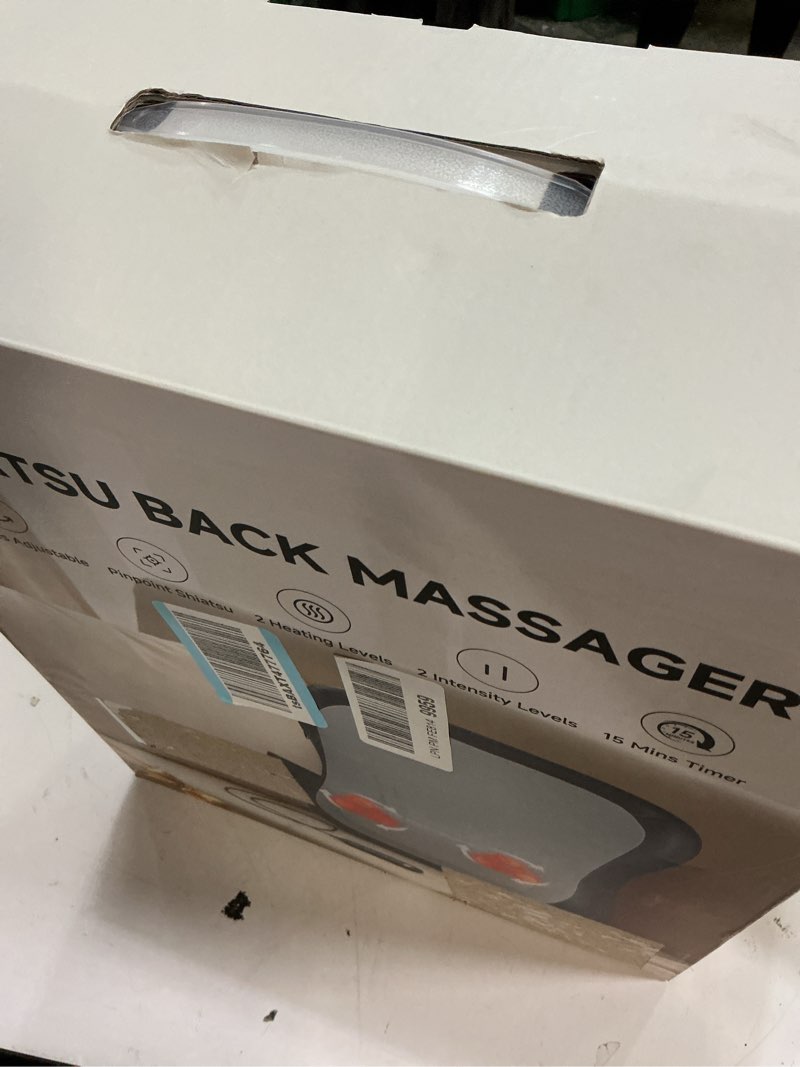 Condition photo showing Good Condition for Shiatsu Back and Neck Massager for Pain Relief Deep Tissue, Up and Down Rolling Back Massager with Heat, 3D Kneading Massage for Office Home Car, Birthday Gifts for Women Men Mom Dad Gray