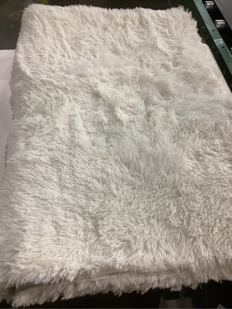 Condition photo showing Good Condition for White plush area rug (unknown size)(similar to stock photo)