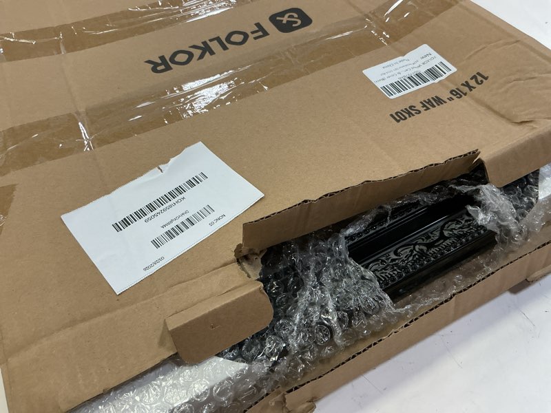 Condition photo showing Good Condition for wood canvas frame for 12x16 oil paintings, finished 12x16 gothic ornate frame for wall art prints, luxury vintage painting frame for home office decor, no back & cover (black) 12x16" black