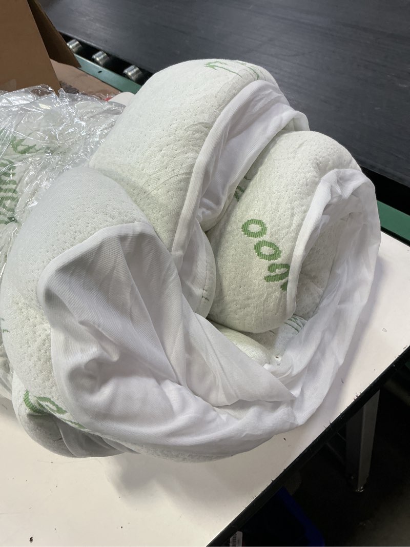 Condition photo showing As Is for ultra soft full size mattress topper - viscose made from bamboo pillow top mattress pad for back pain relief - naturally cooling for hot sleepers, green green full