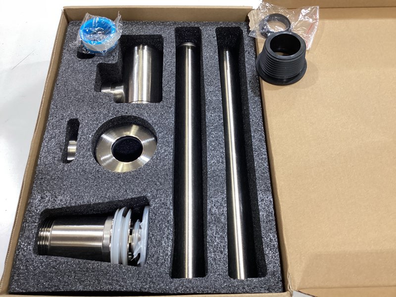 Condition photo showing Good Condition for brass round bottle p-trap with pop up drain stopper with overflow,1 1/4 adjustable basin sink waste drain trap kit,brushed nickel p trap brushed nickel-with overflow