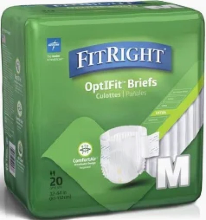 fitright optifit extra+ briefs with leak stop guards  adult disposable briefs with tabs  medium  32 -44   20 per bag 4 pack )