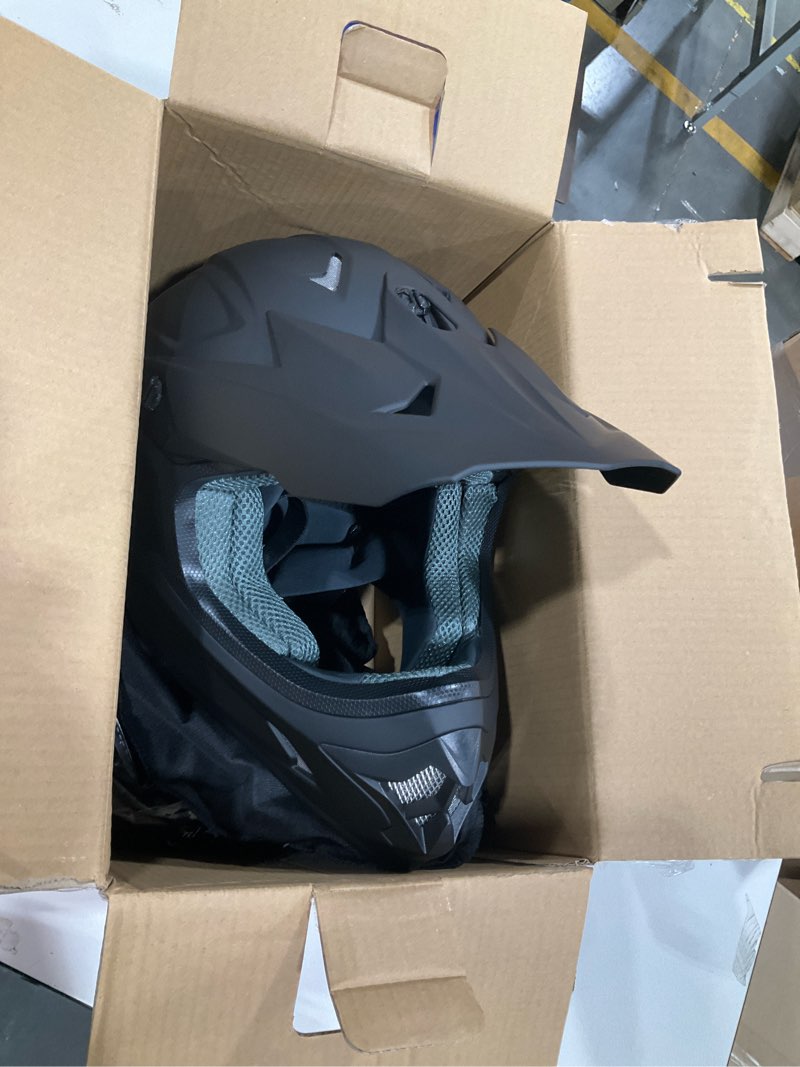 Condition photo showing Good Condition for oumurs adult atv dirt bike helmet with goggles gloves & mask quick release buckle adjustable sun visor motorcycle adult helmet off-road motocross downhill moped mx for unisex-adult matte black xx-large