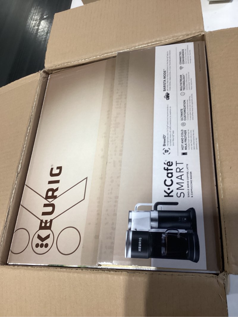 Condition photo showing As Is for Keurig K-Café Barista Bar Single Serve Coffee Maker and Frother, with 3 Brew Sizes, Hot and Cold Coffee Capabilities, 2oz Coffee Shot Button, Black