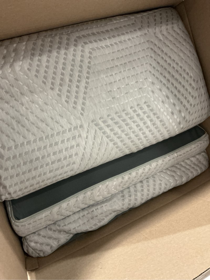 Condition photo showing As Is for mlily 4 inch single tri-fold memory foam topper | folding mattress topper with collapsible and washable cover, travel and guest mat, 75"×25"×4", grey small single 4.0 inches