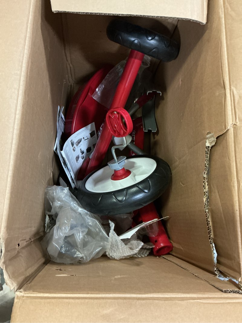 Condition photo showing As Is for Radio Flyer Red Rider Trike for Ages 2.5–5, Three Wheel Toddler Bike, Kids Tricycle, Outdoor Riding Toy, Durable Steel Frame, Adjustable Seat, Classic Red, Amazon Exclusive