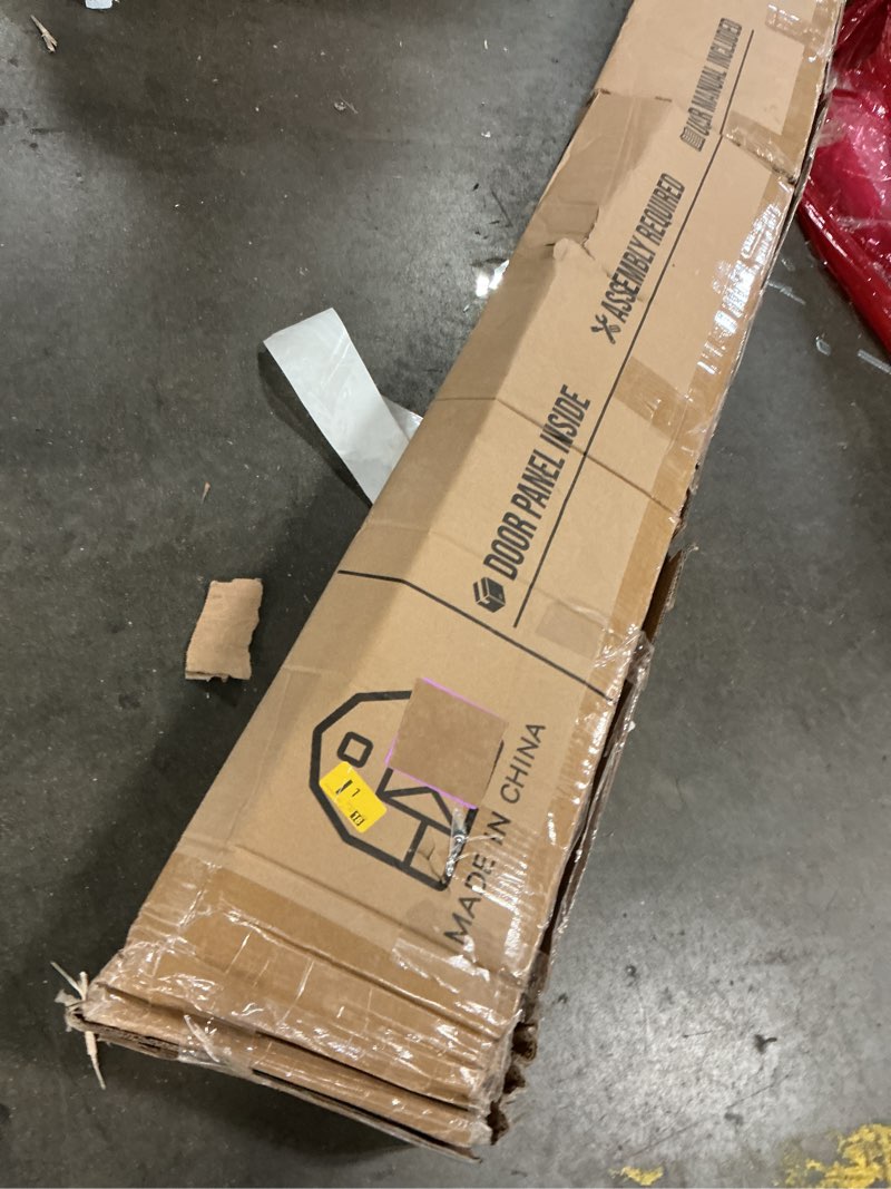 Condition photo showing Good Condition for fredbeck 30in x 80in brown barn door with 5ft (60inch) barn door hardware track kit and handle included, double surfaces,simple assembly is required,k-frame,coffee wood 30x80