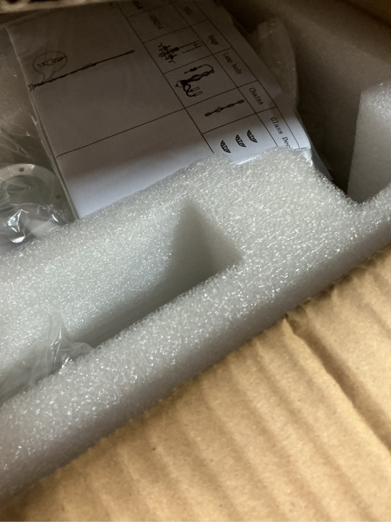 Condition photo showing New/Like New for plug in crystal ceramic white chandelier, glass chandeliers,white crystal hanging pendant light with clear cord and on/off, 4 light crystal chandelier for wedding, kitchen, dining,foyer, mini room plug-in wh