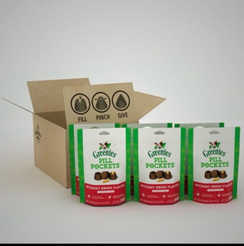 GREENIES PILL POCKETS Capsule Size Natural Dog Treats with Hickory Smoke Flavor  (6) 7.9 oz. Packs (180 Treats),Exp/Date/20 February/2026