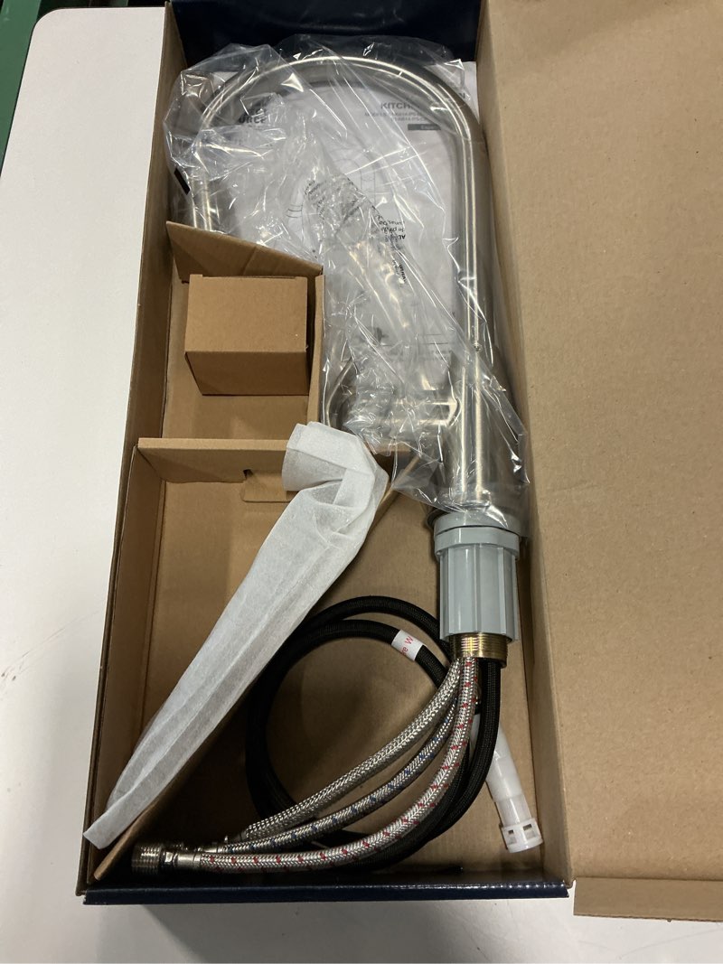 Condition photo showing Good Condition for Project Source Brushed Nickel 2-Handle Deck Mount Pull-Down Kitchen Faucet