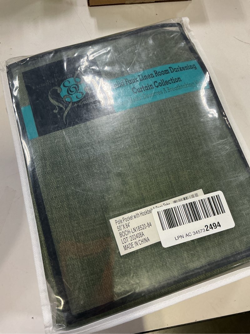 Condition photo showing New/Like New for hpd half price drapes - faux linen curtains for living room (1 panel) - 50w x 84l - textured room darkening curtains for bedroom 84 inches long - drapes for home decor, tuscany green tuscany green 50"w x 84"l (pack of 1)